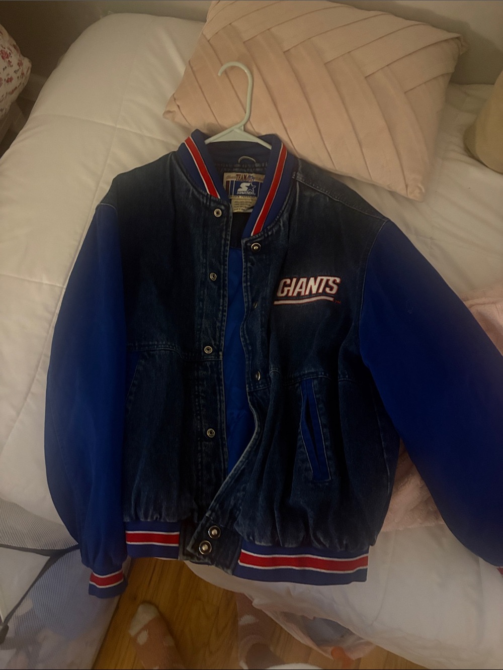 90s Vintage NY Giants Bomber Denim Jacket